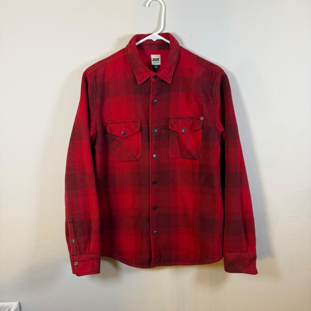 Volcom Workwear Men's Red Black Plaid Flannel Shirt Jacket Size Medium
